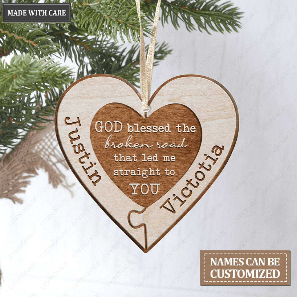 Personalized God Blessed Couple Heart Ornament