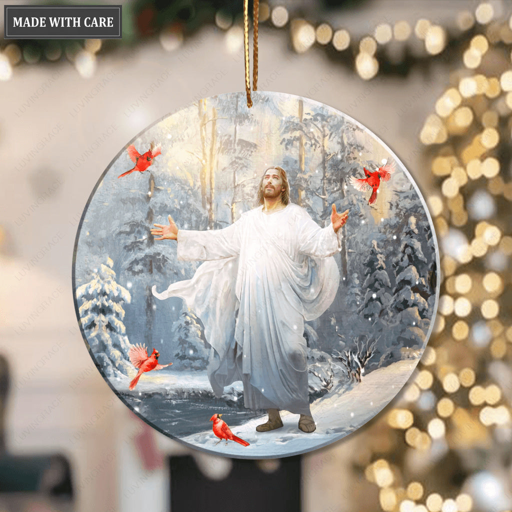 Jesus And Cardinals Ornament