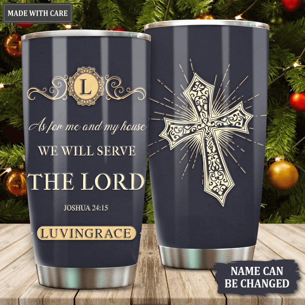 Vintage Elegant As For Me And My House Personalized Tumbler