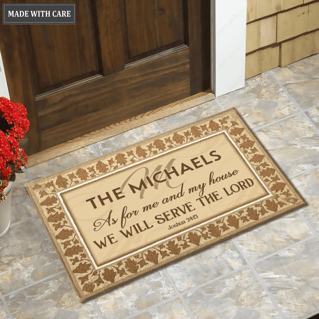 Monogrammed Details Serve The Lord Personalized Doormat