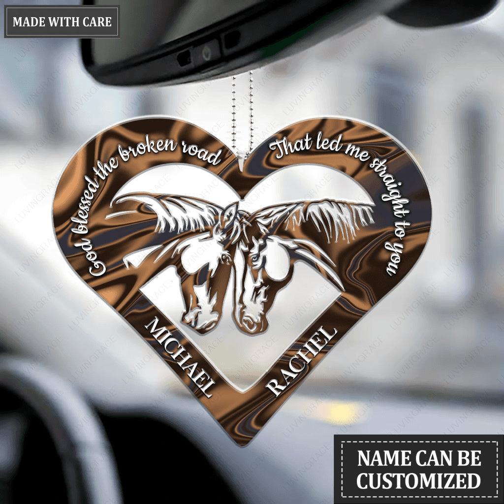 Cute Horses For Couple God Blessed Personalized Ornament