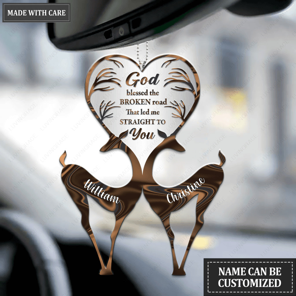 Funny Deer Couple God Blessed Personalized Ornament