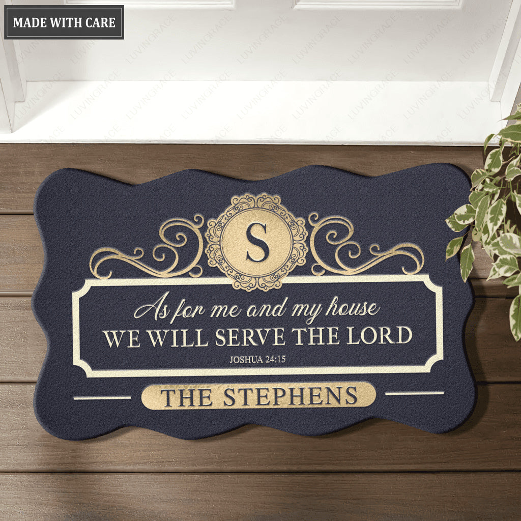 Personalized New Elegant Serve The Lord Shaped Doormat
