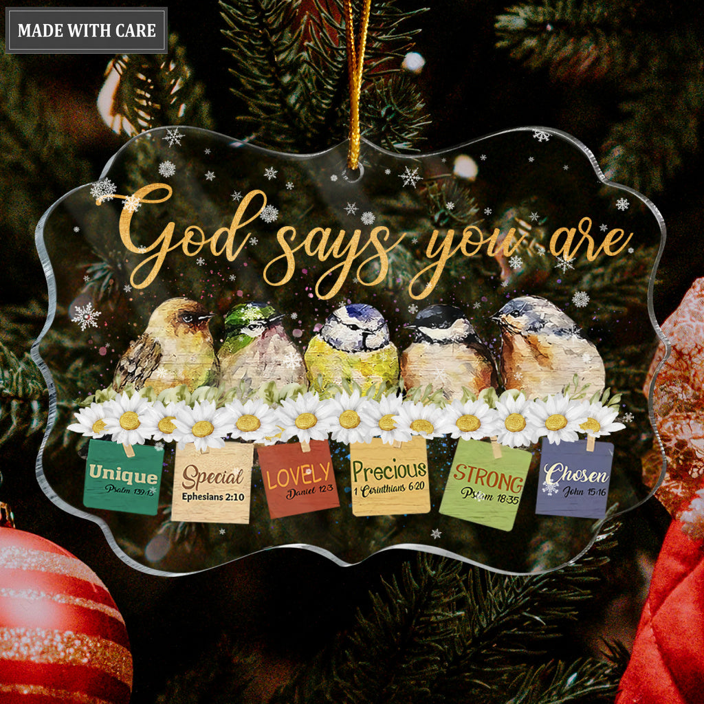 Birds And Daisy God Says You Are Transparent Ornament