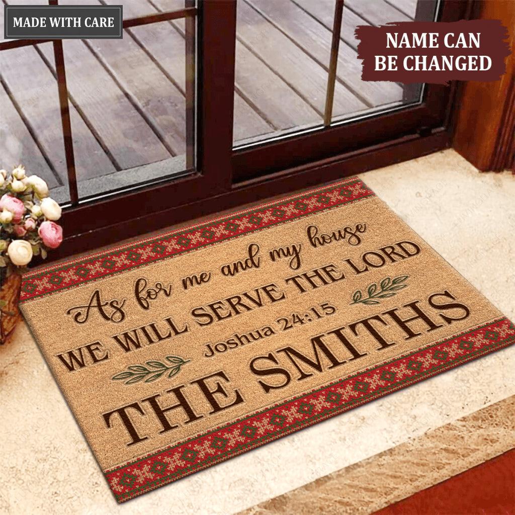 Christmas Frame As For Me And My House Personalized Doormat