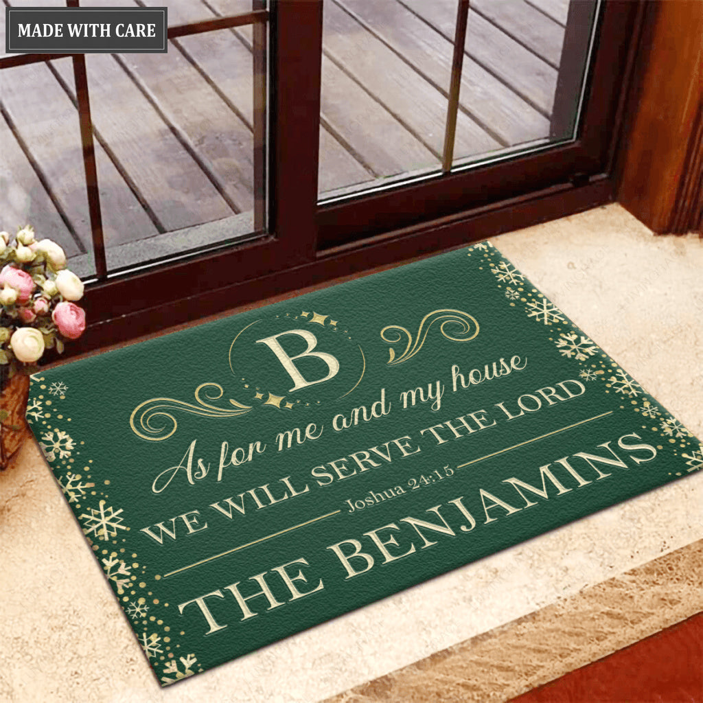 Green Snow As For Me And My House Personalized Doormat