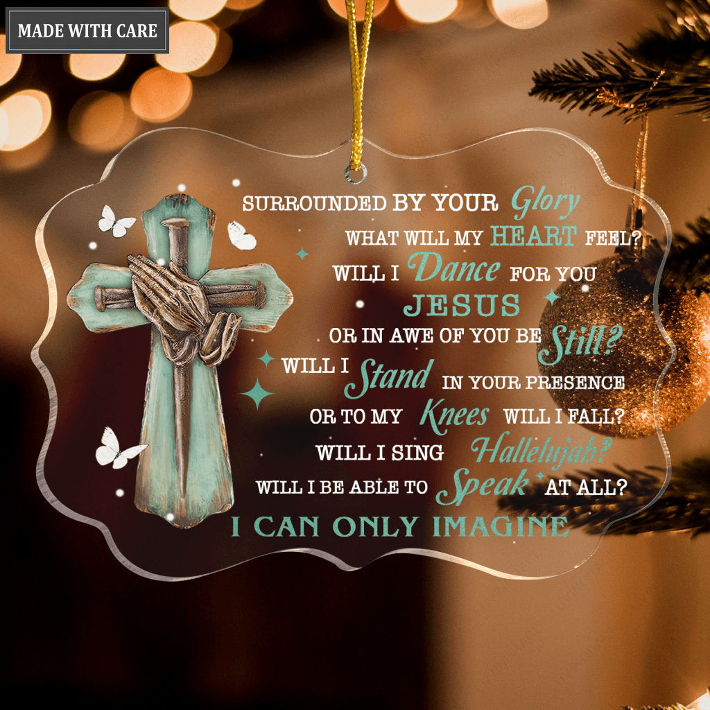 Old Cross White Butterfly Surrounded By Your Glory Transparent Ornament