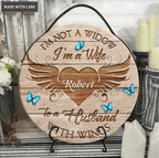 Personalized Husband With Wings Wood Circle Sign