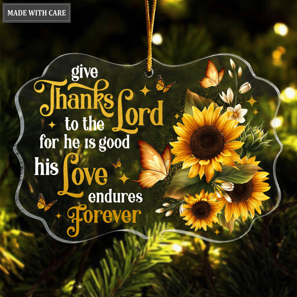 Sunflower Butterfly Thanks Lord Transparent Ornament
