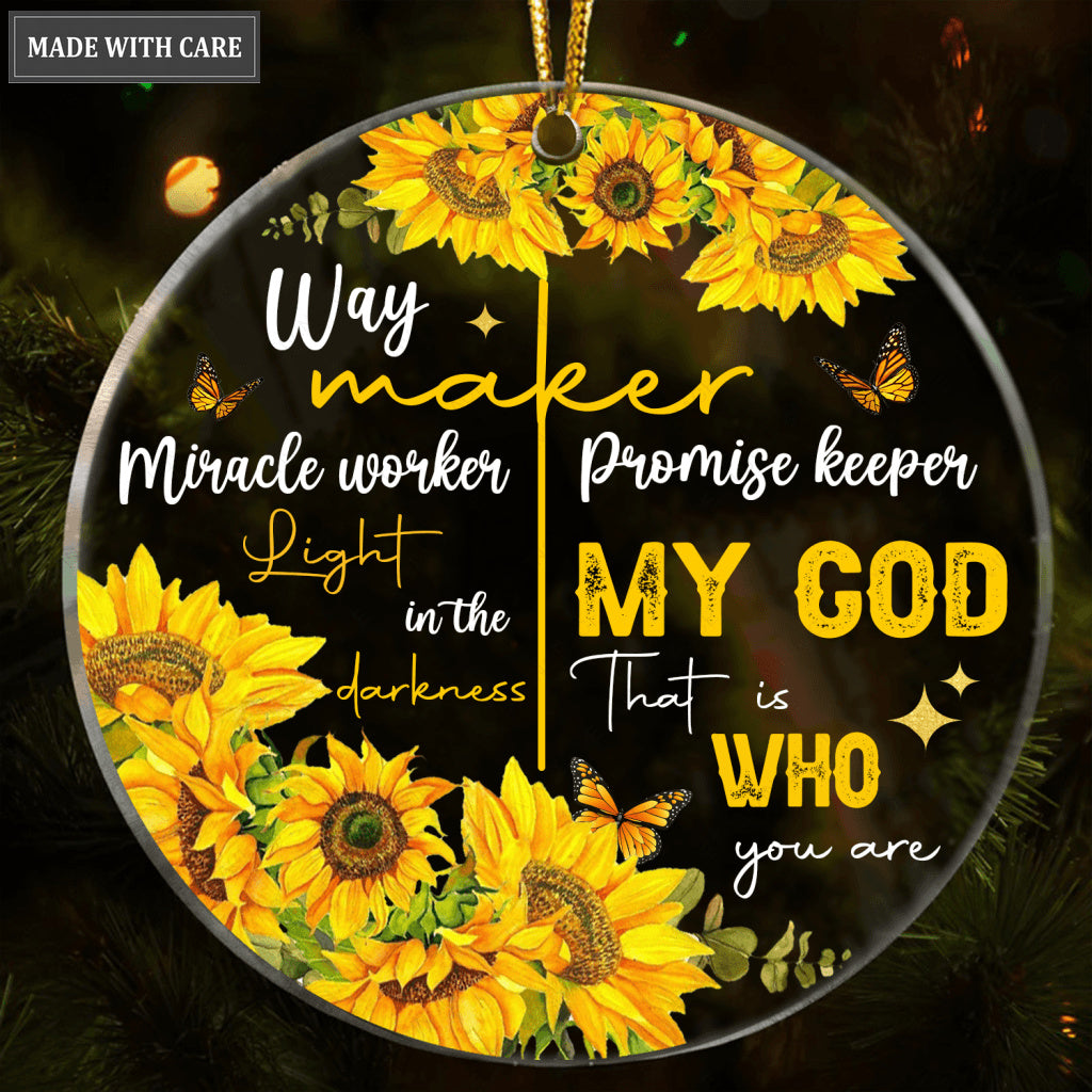 Sunflower Butterfly Way Maker My God That Is Who You Are Transparent Ornament