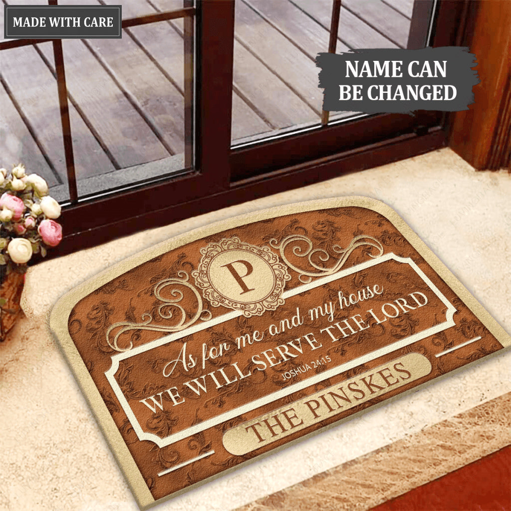 New Family Home Serve The Lord Personalized Shaped Doormat