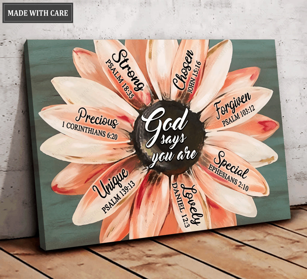 Daisy Painting God Says You Are Wall Art