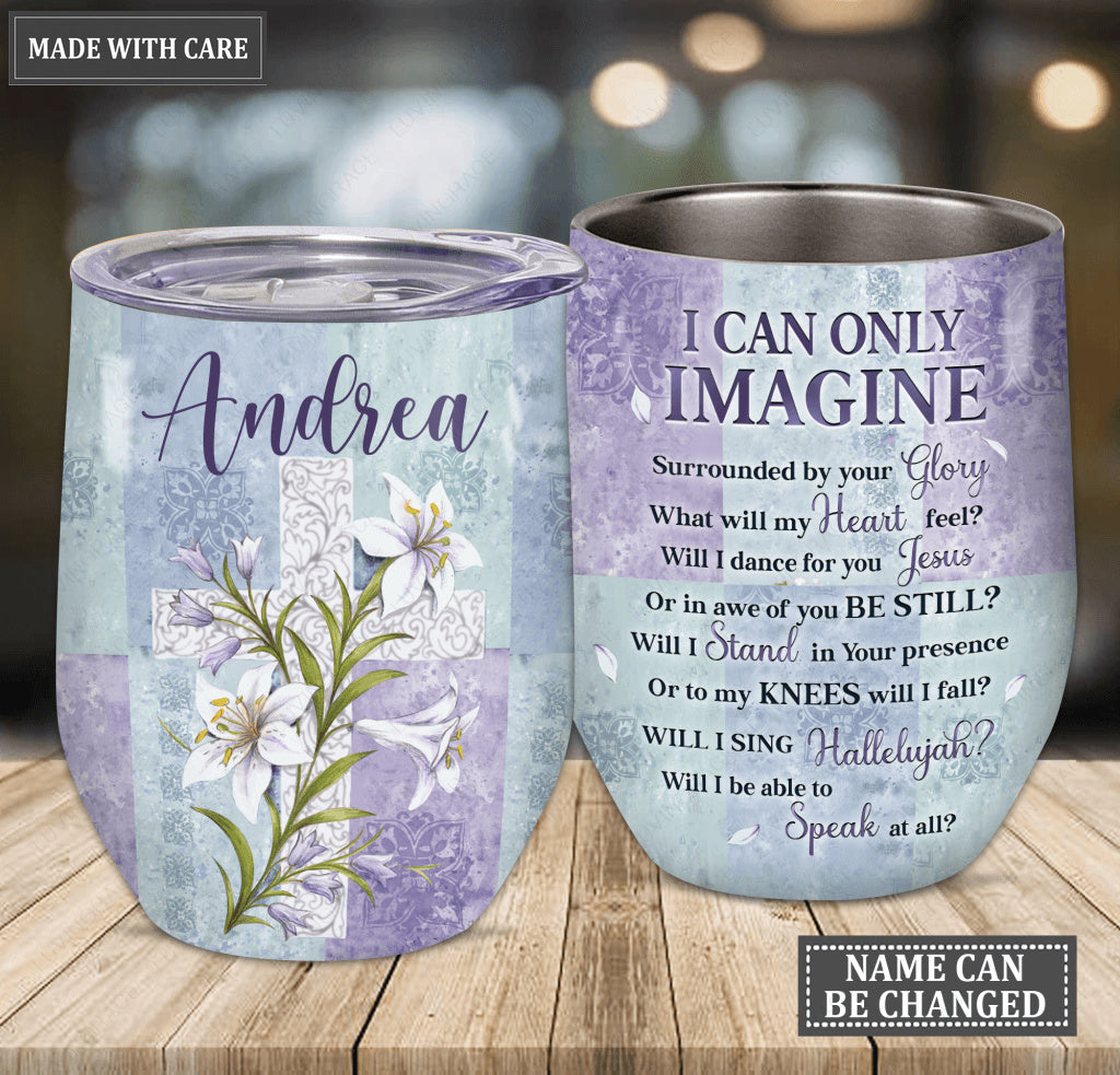 Personalized Lily Cross Surrounded By Glory Wine Tumbler