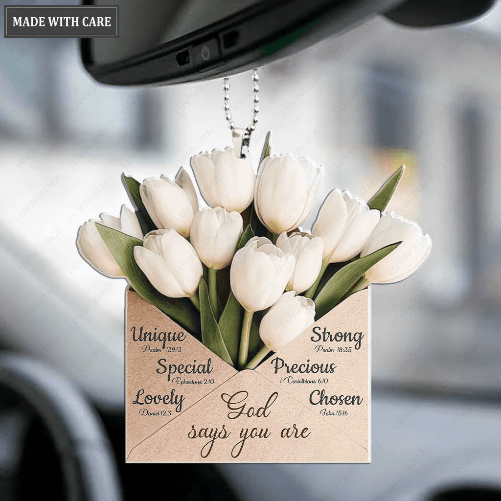 Tulips Envelope God Says You Are Ornament