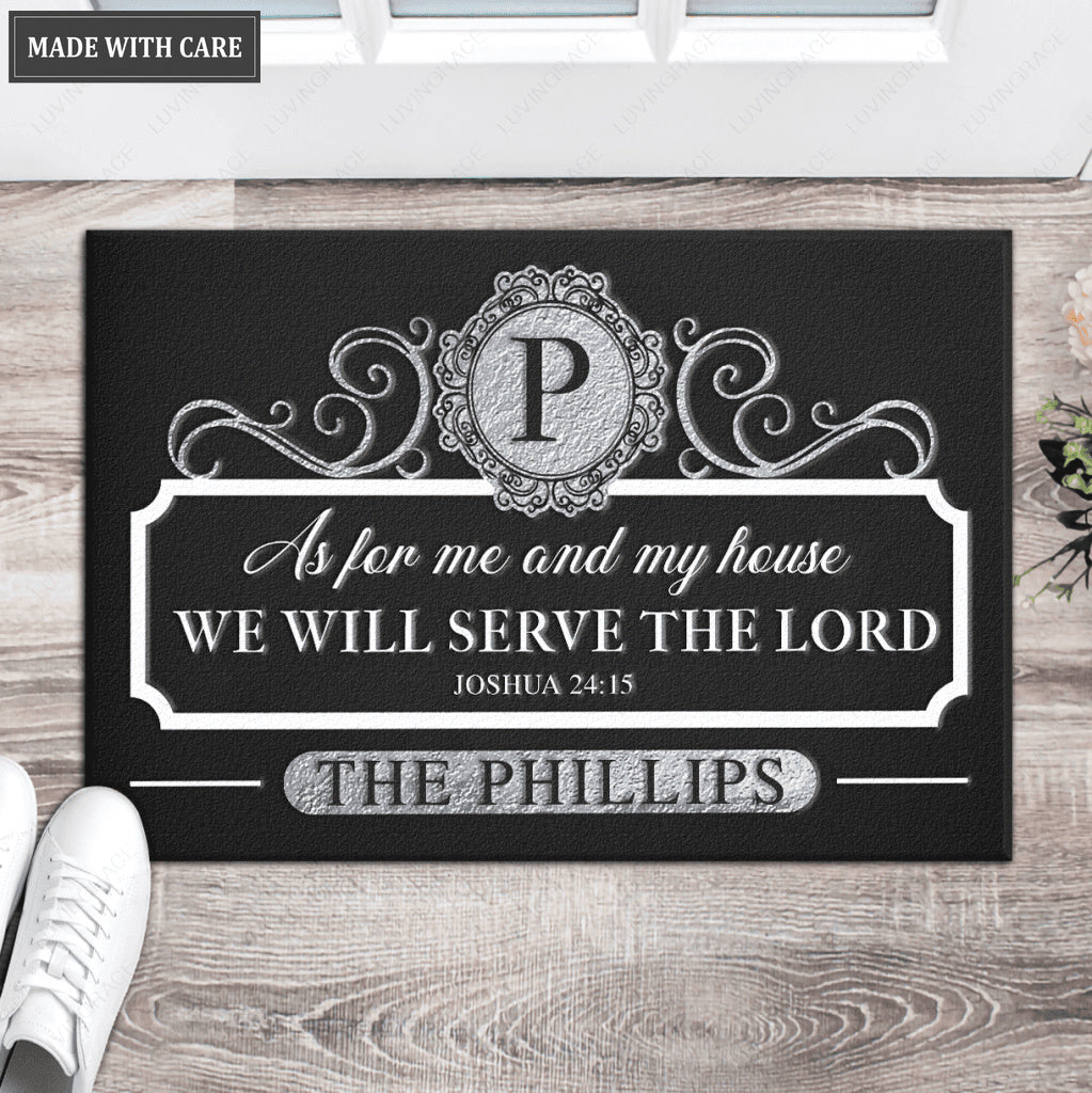 Personalized Black Elegant Family Home Serve The Lord