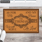 Personalized Family Name As For Me And My House We Will Serve The Lord Doormat