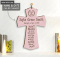 Personalized Pink Hanging Cross Baptism Gift
