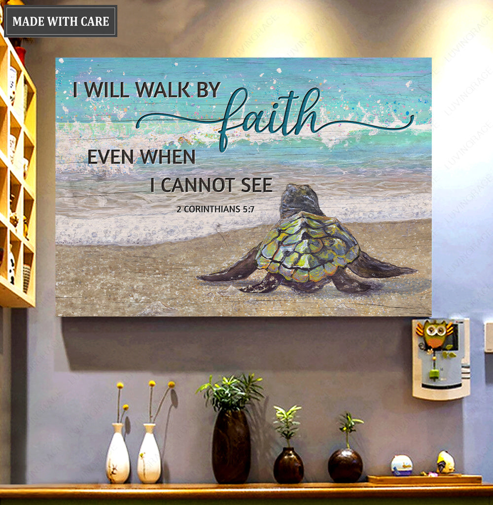 Sea Turtle Walk By Faith Wall Art