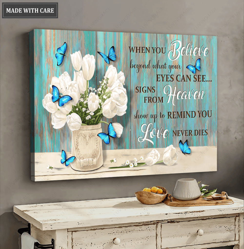 White Tulips And Butterflies Wall Art