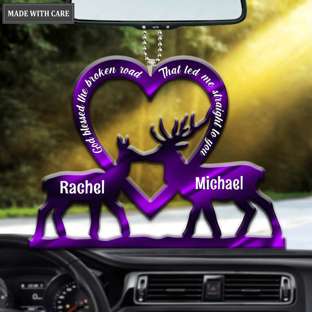 Personalized Buck And Doe Love God Blessed Couple Ornament