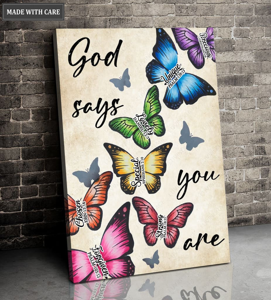 Colorful Butterflies God Says You Are Wall Art
