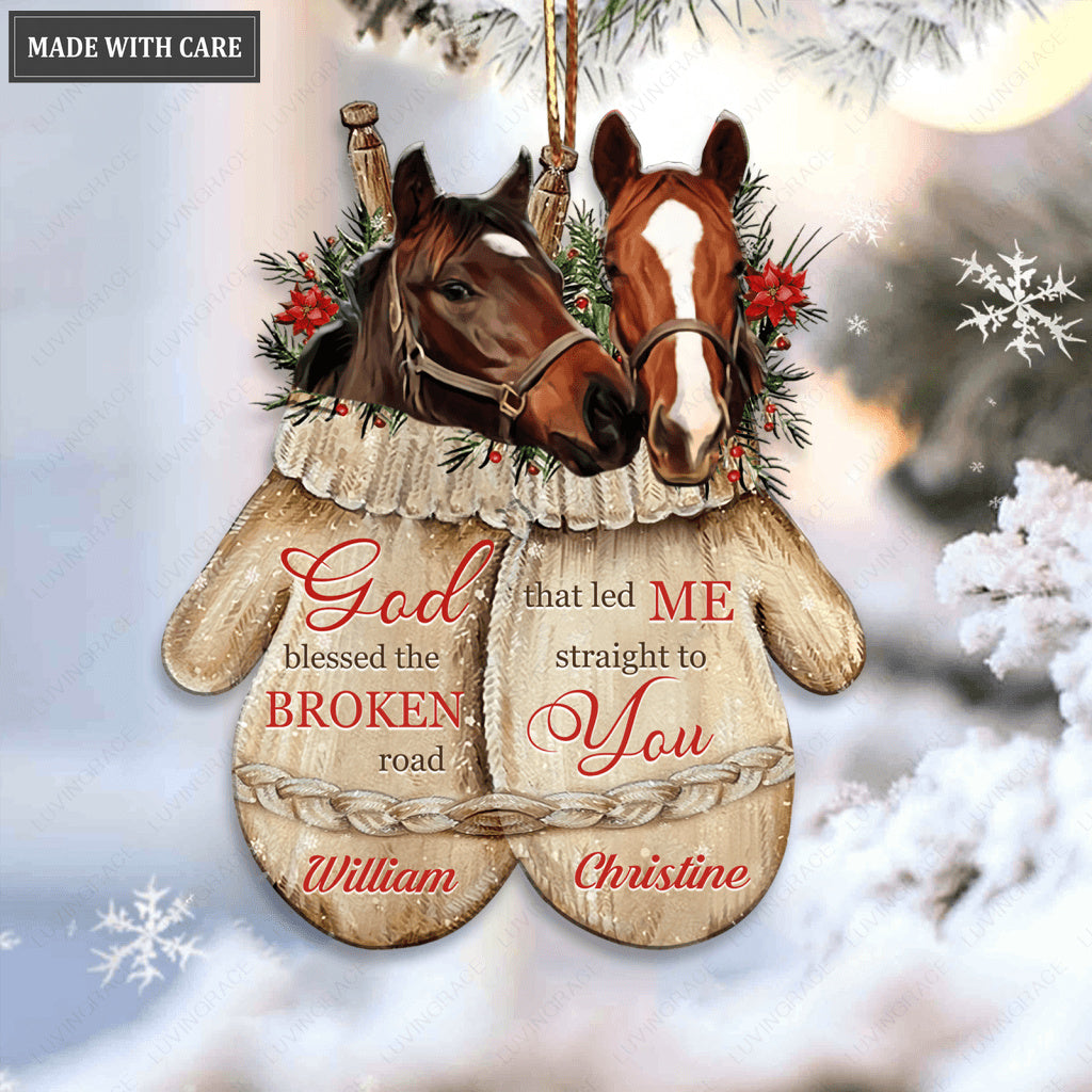 Horses In Gloves God Blessed Personalized Ornament