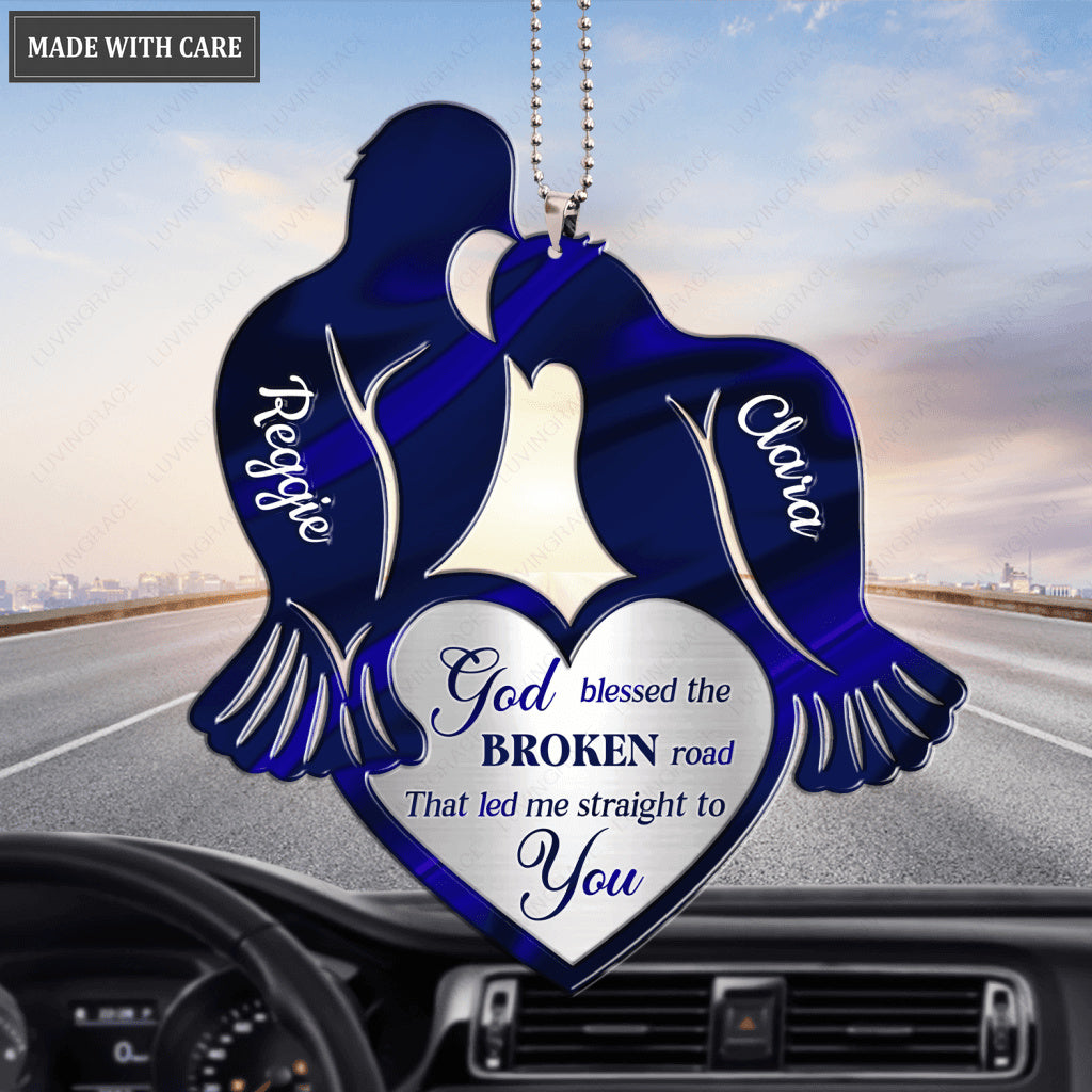 Silhouette Of Birds And Heart God Blessed Personalized Ornament