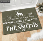 Deer Serve The Lord Personalized Doormat