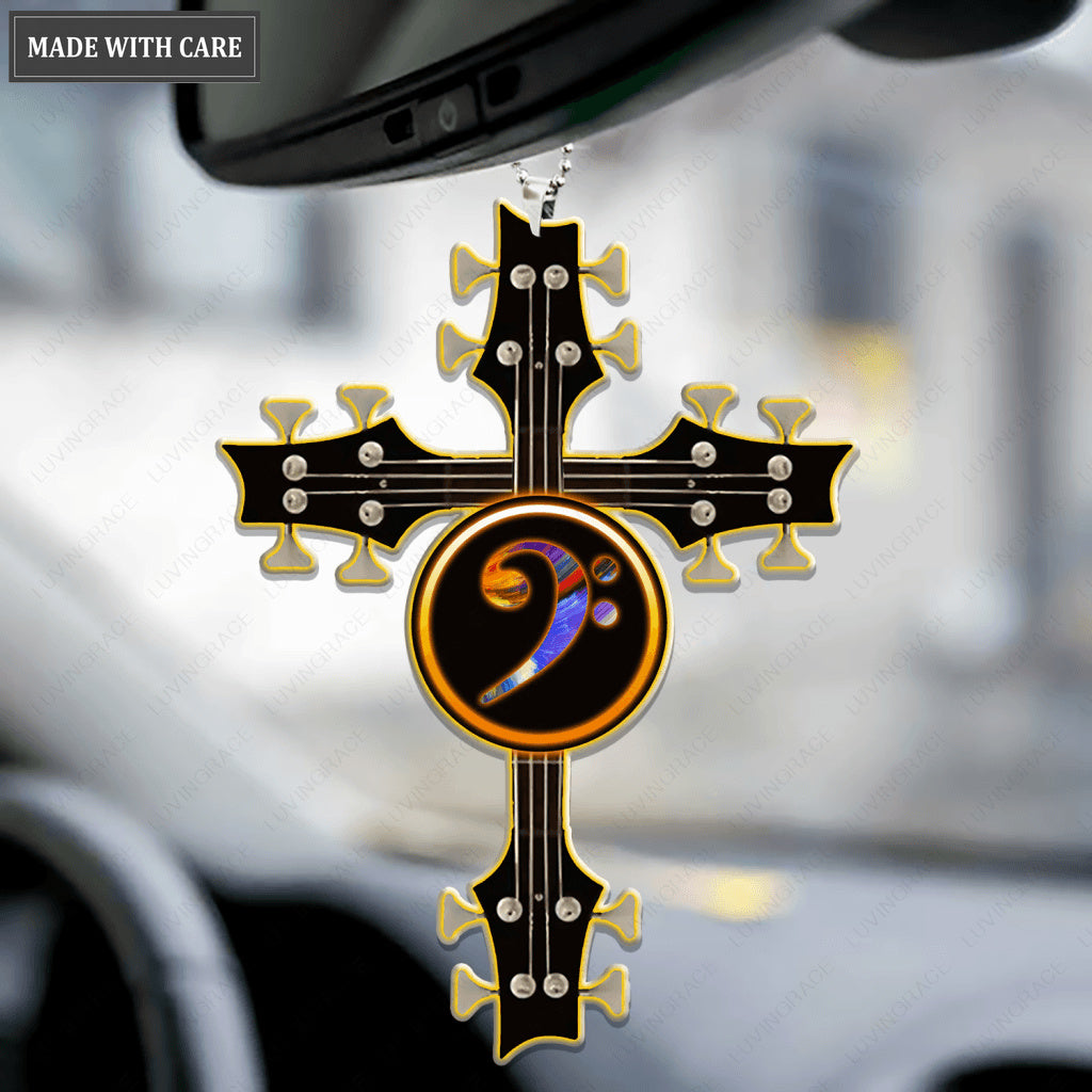 Golden Guitar Cross Ornament