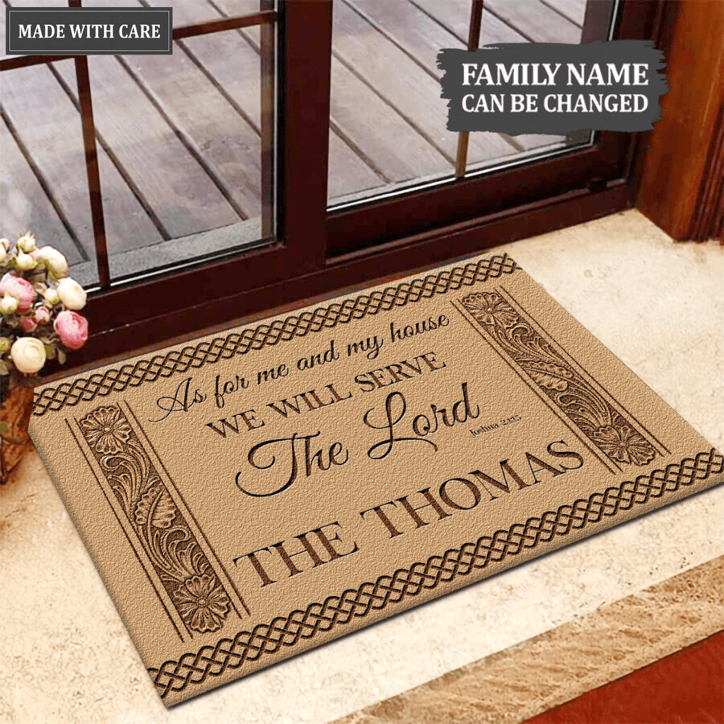 Sunflower Border Serve The Lord Personalized Doormat