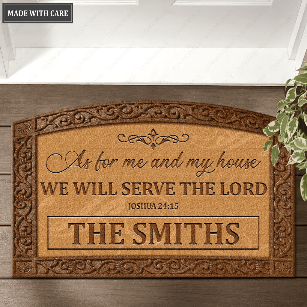 Personalized Entryway Shaped Doormat Serve The Lord