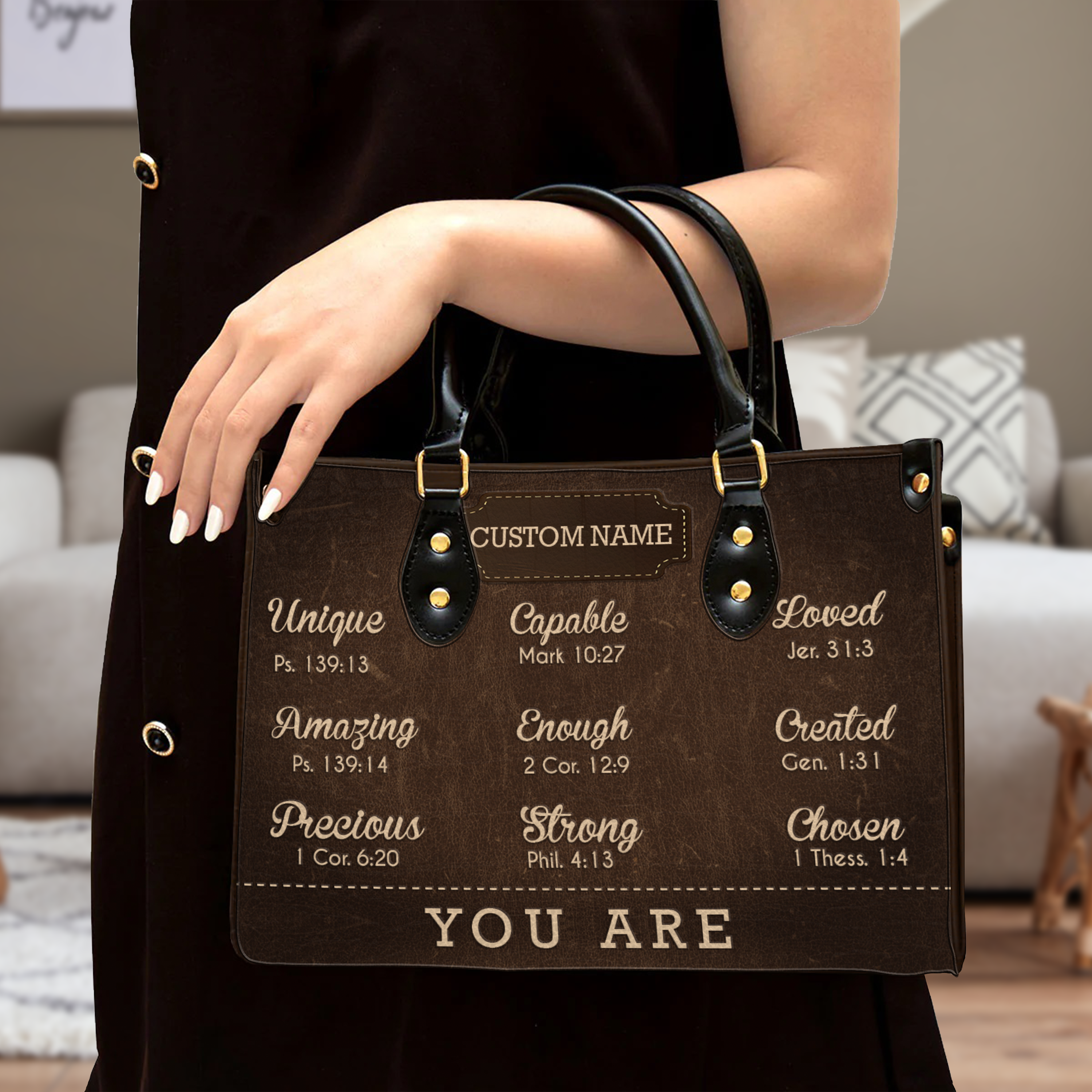 Dark Leather Texture Inspirational You Are Custom Leather Handbag - Personalized Custom Leather Bag