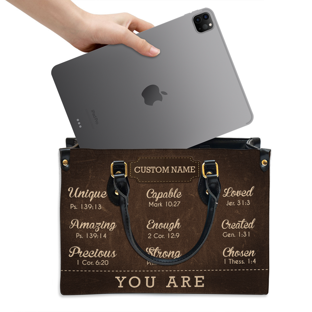 Dark Leather Texture Inspirational You Are Custom Leather Handbag - Personalized Custom Leather Bag