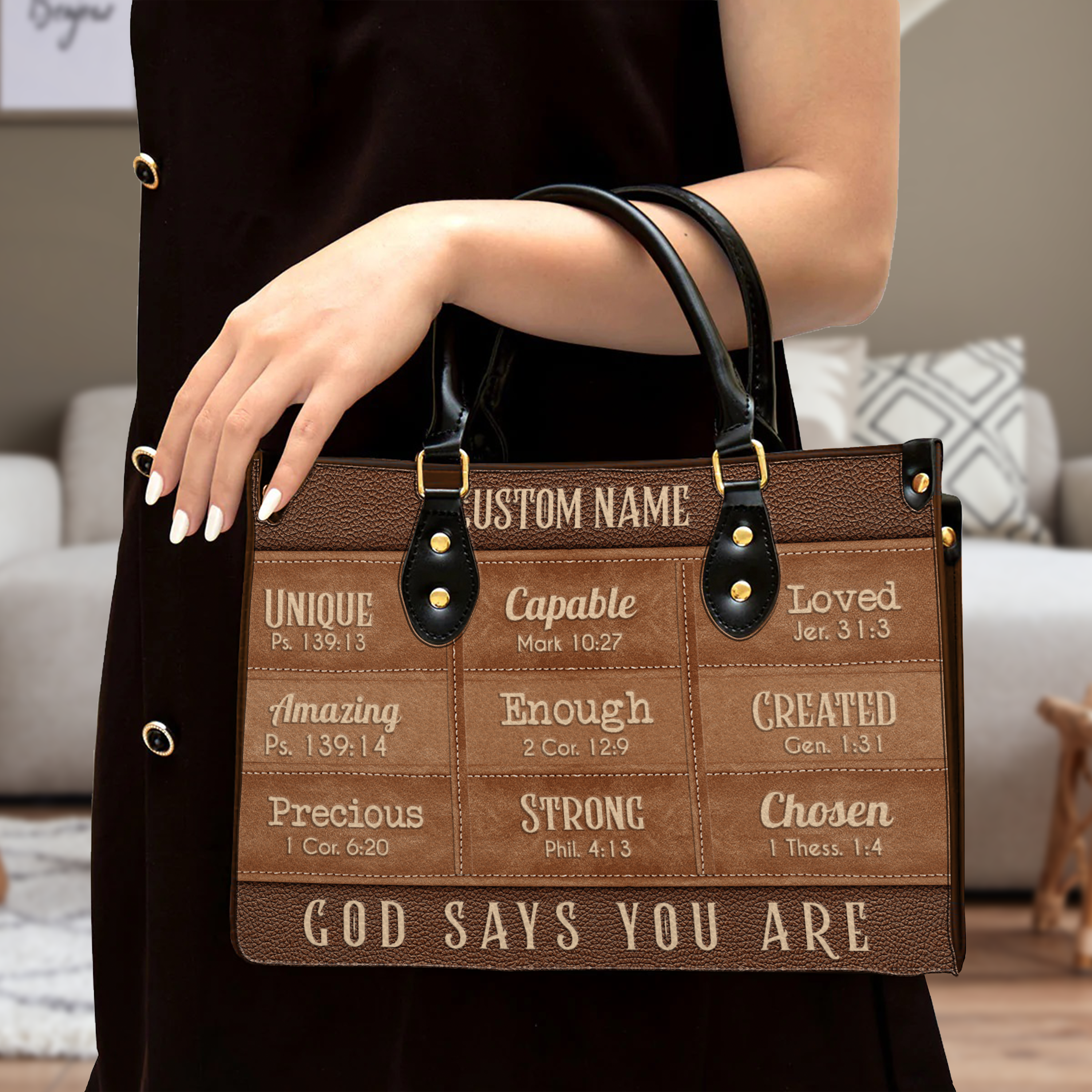 Leather Texture Inspirational You Are Custom Leather Handbag - Personalized Custom Leather Bag