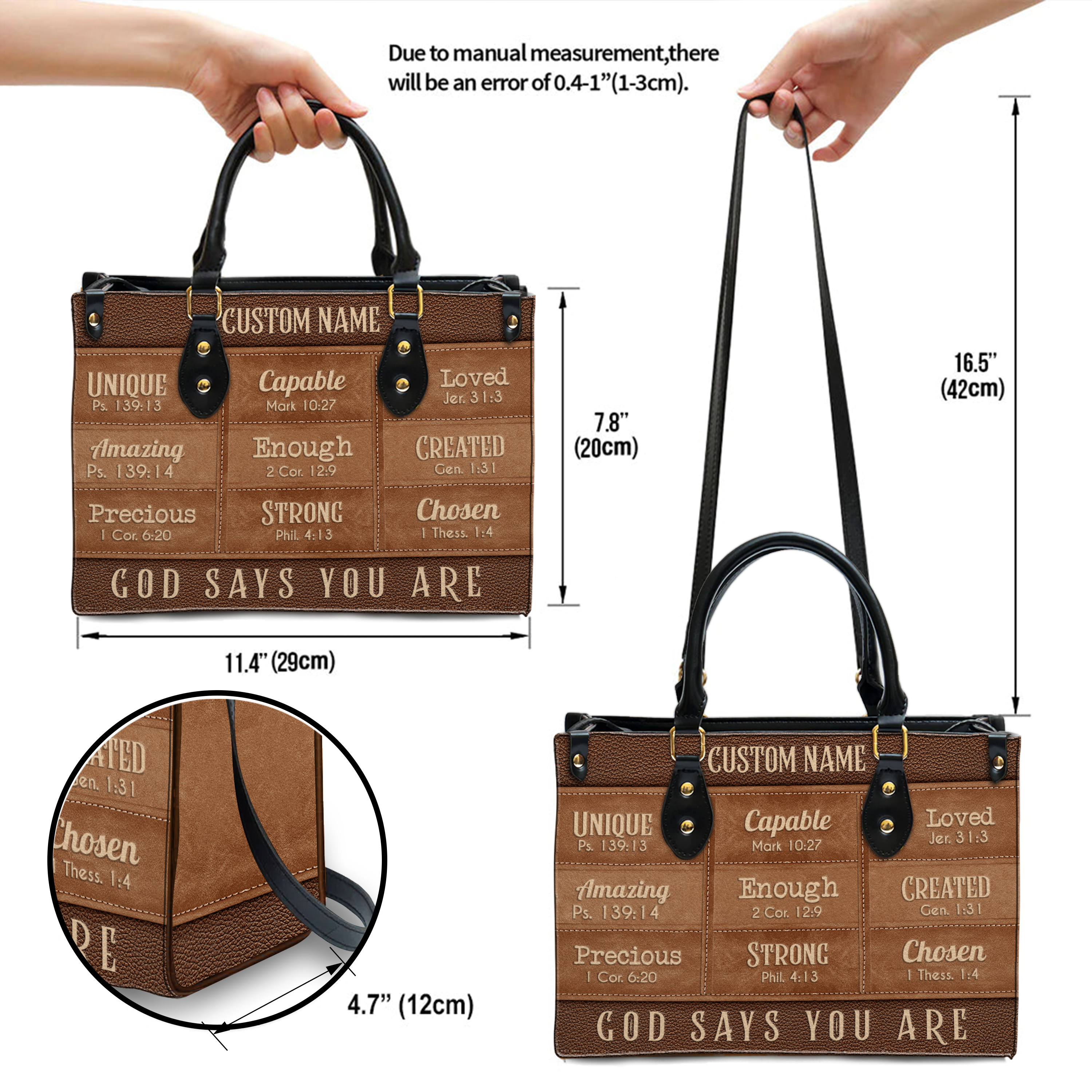 Leather Texture Inspirational You Are Custom Leather Handbag - Personalized Custom Leather Bag