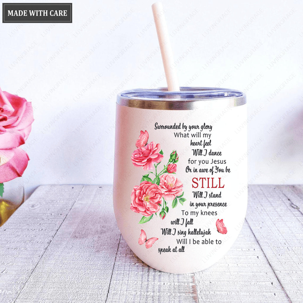 Personalized Glory Flowers Wine Tumbler