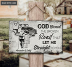 Personalized God Bless The Broken Road Rectangle Wood Sign