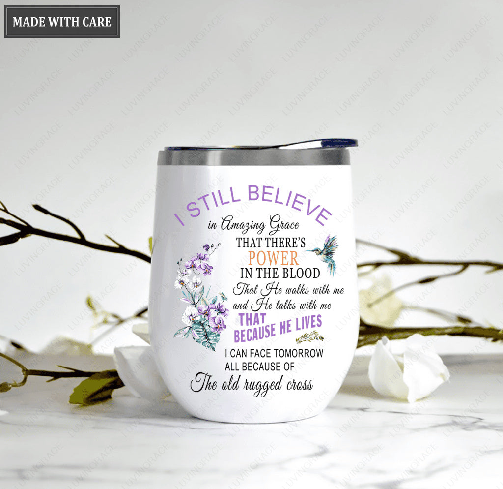 Personalized Hummingbird Amazing Grace Wine Tumbler