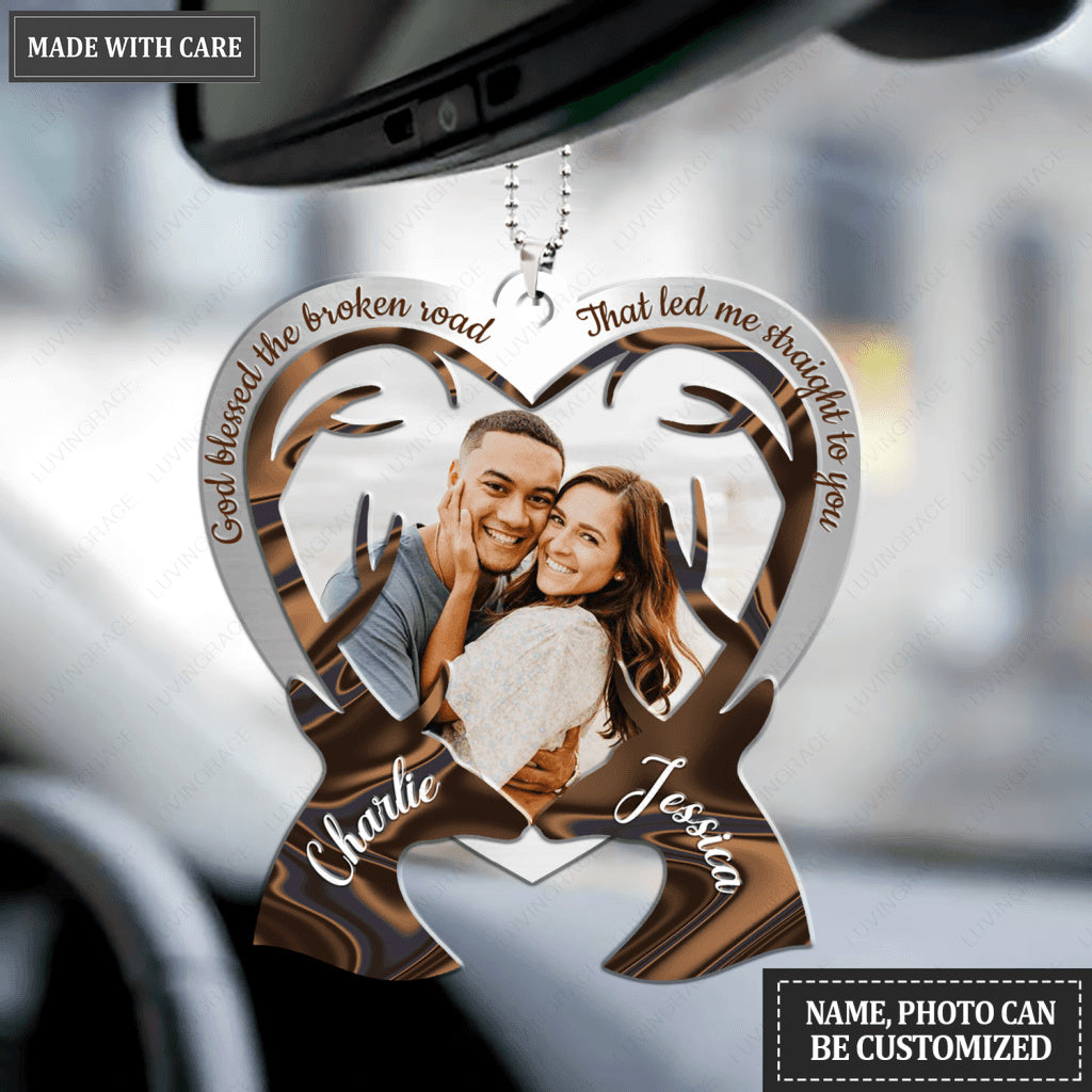 Two Deers Shaping Heart God Blessed Personalized Ornament
