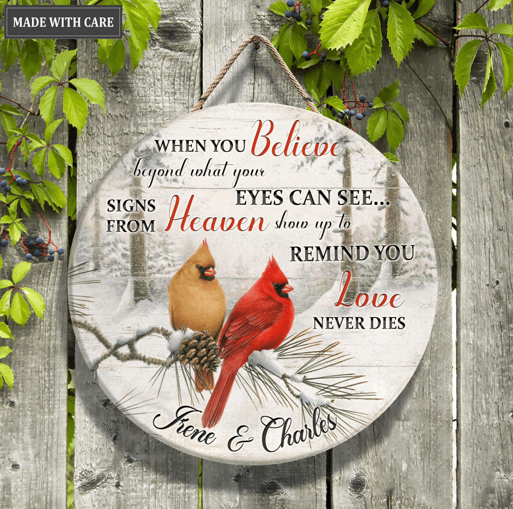 Personalized When You Believe Wood Circle Sign