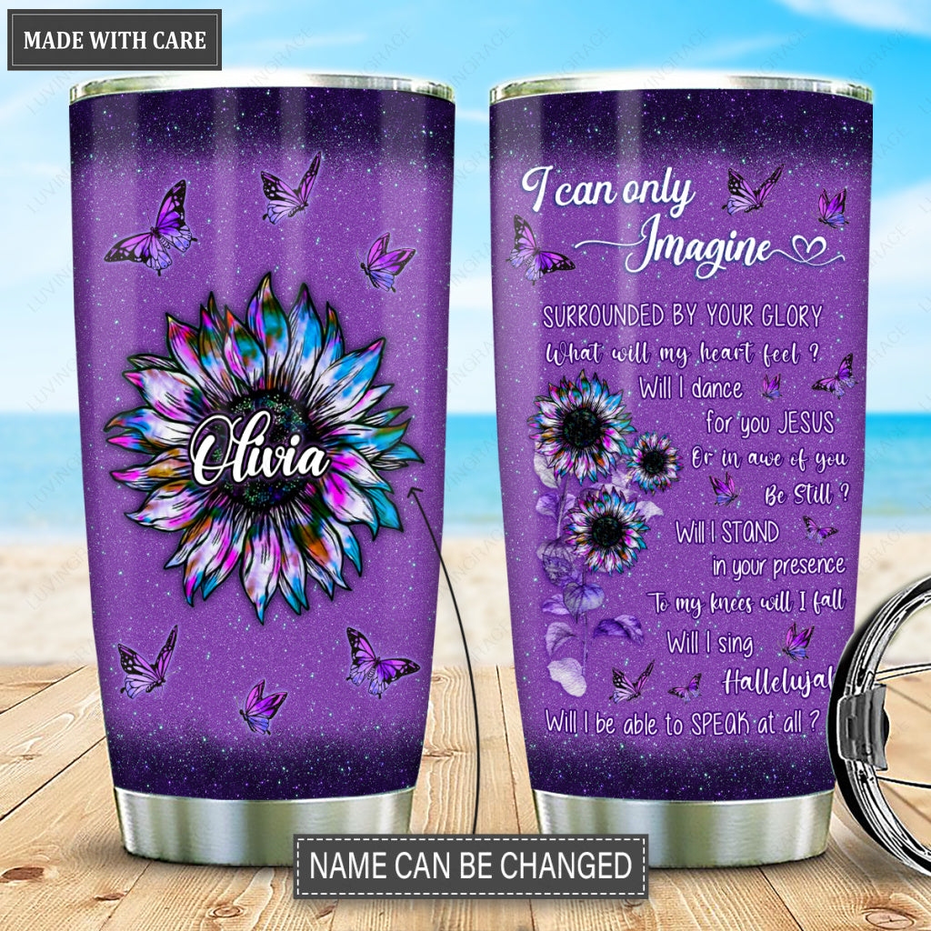 Personalized Sunflower Silhouette Surrounded By The Glory Tumbler