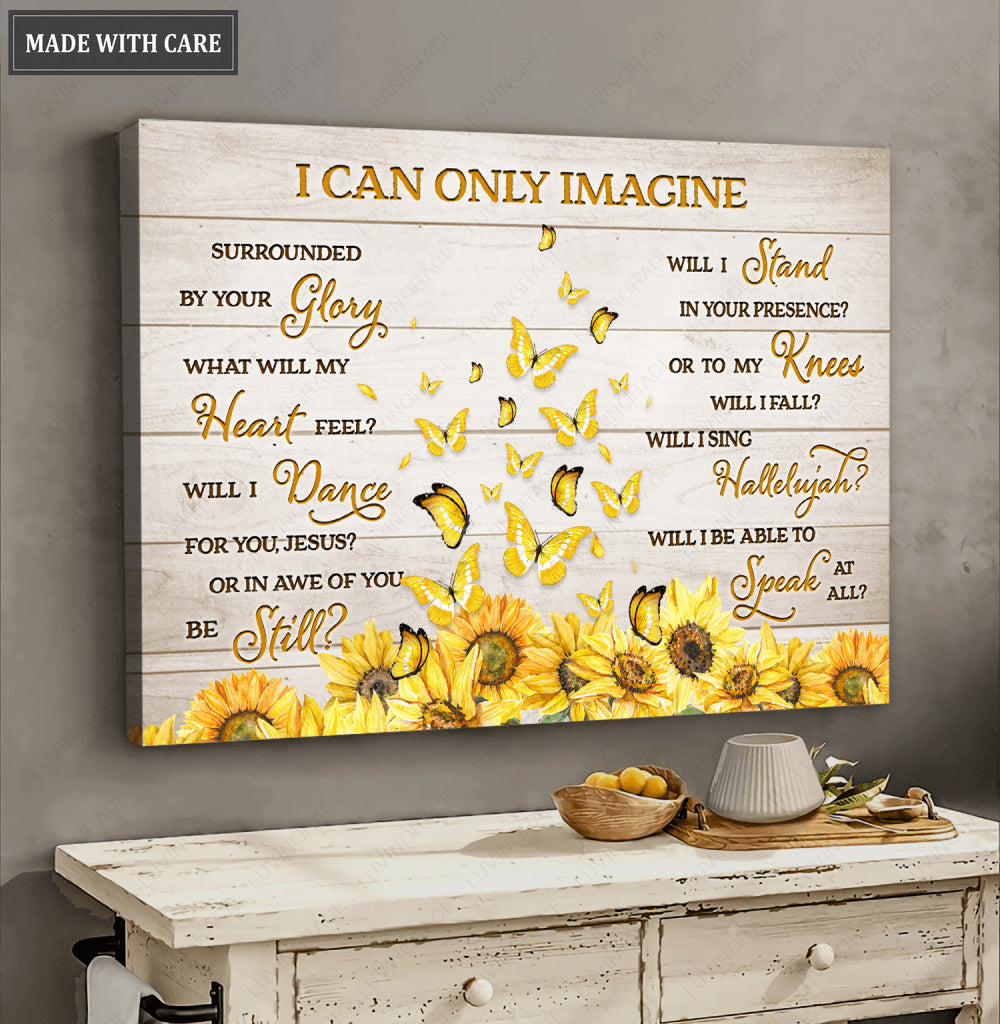 Gold Butterfly Will I Sing Hallelujah Canvas Wall Art