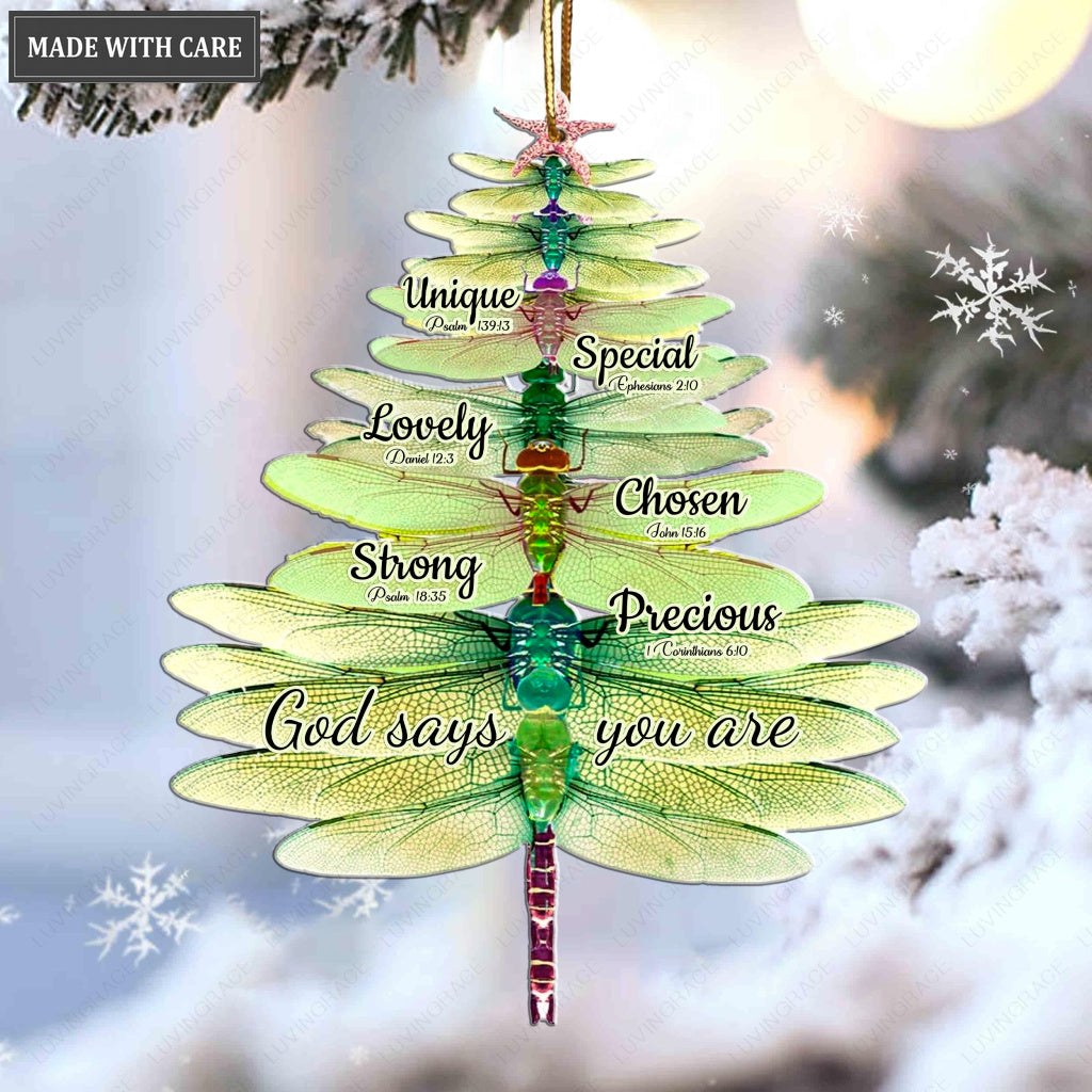 Dragonfly Christmas Tree God Says You Are Ornament