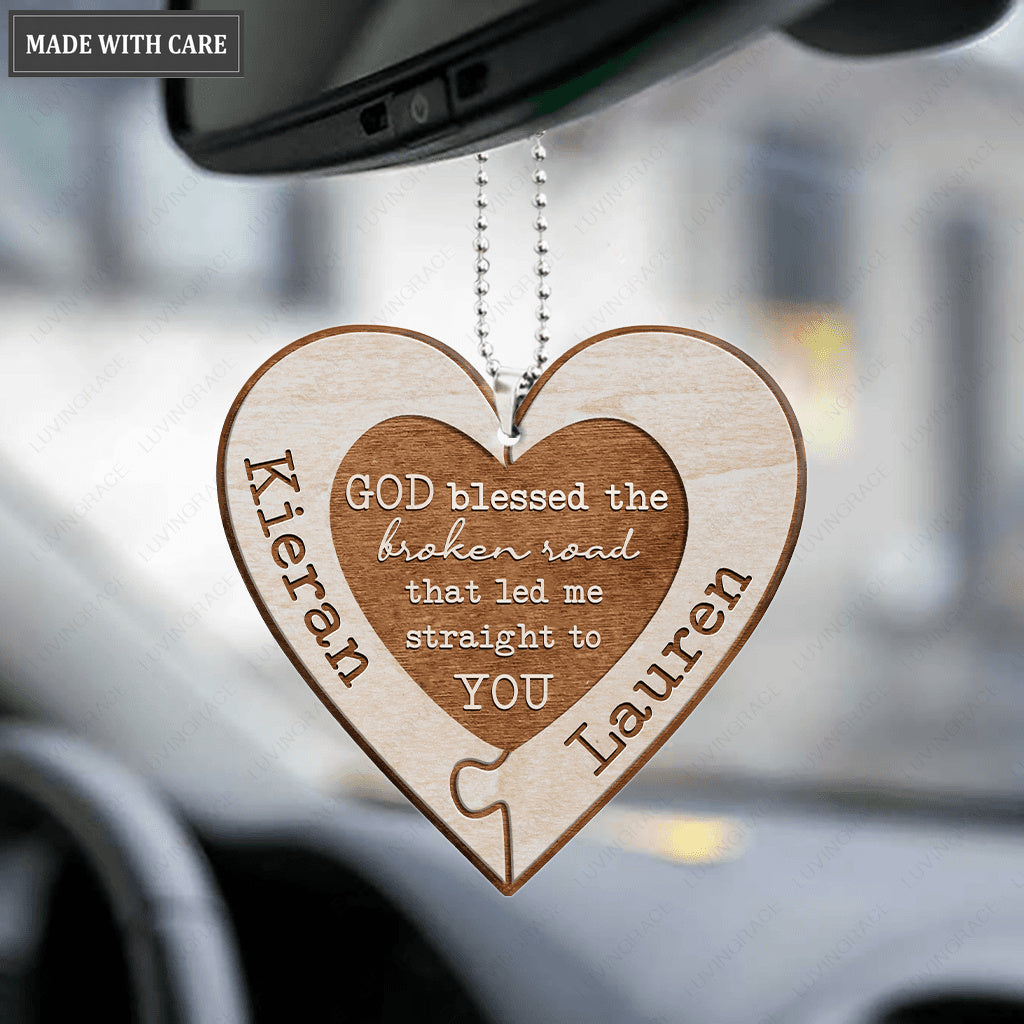 Personalized God Blessed Couple Heart Ornament