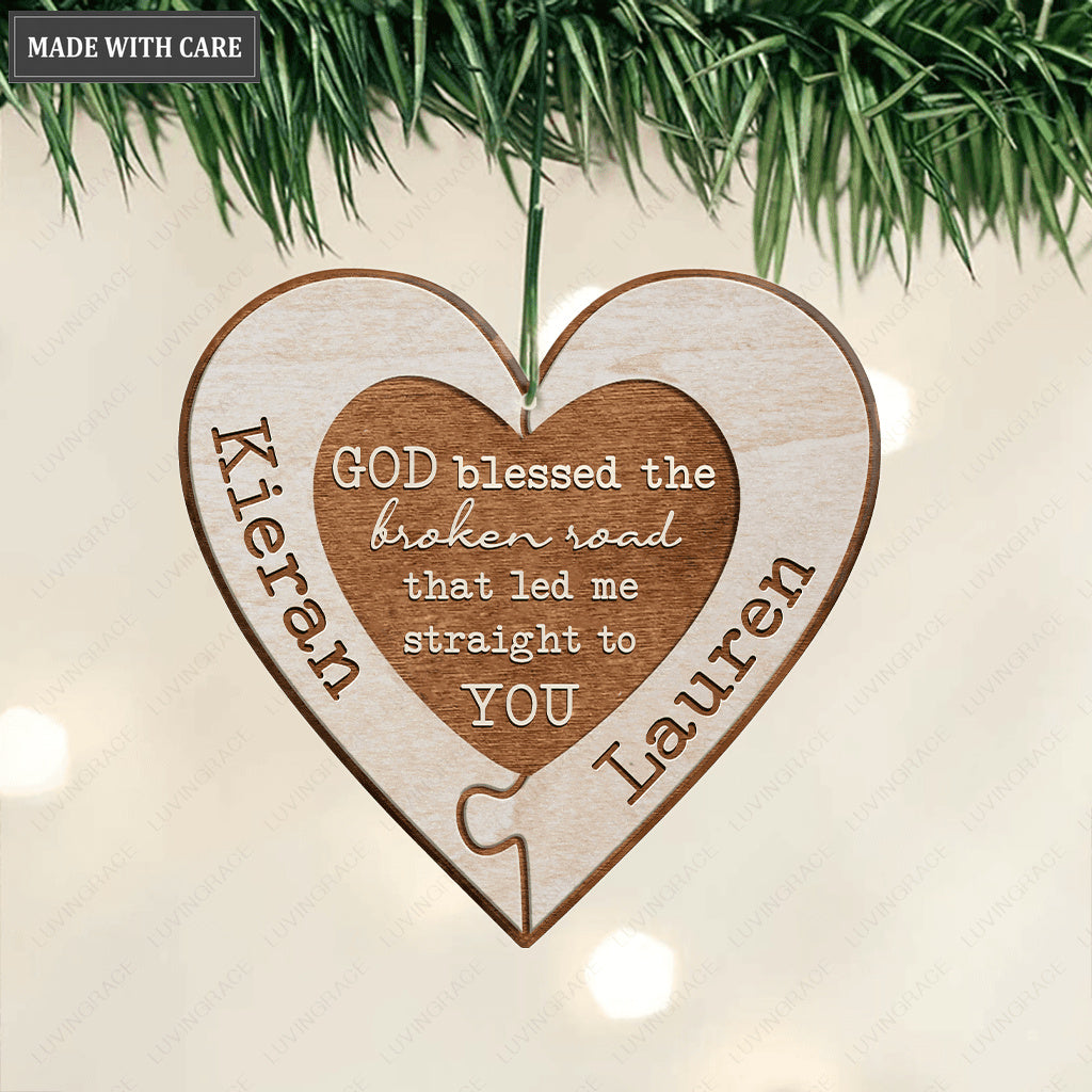 Personalized God Blessed Couple Heart Ornament