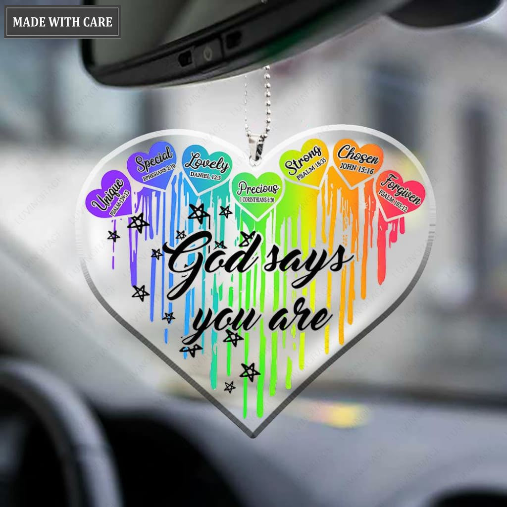Rainbow Heart God Says You Are Ornament