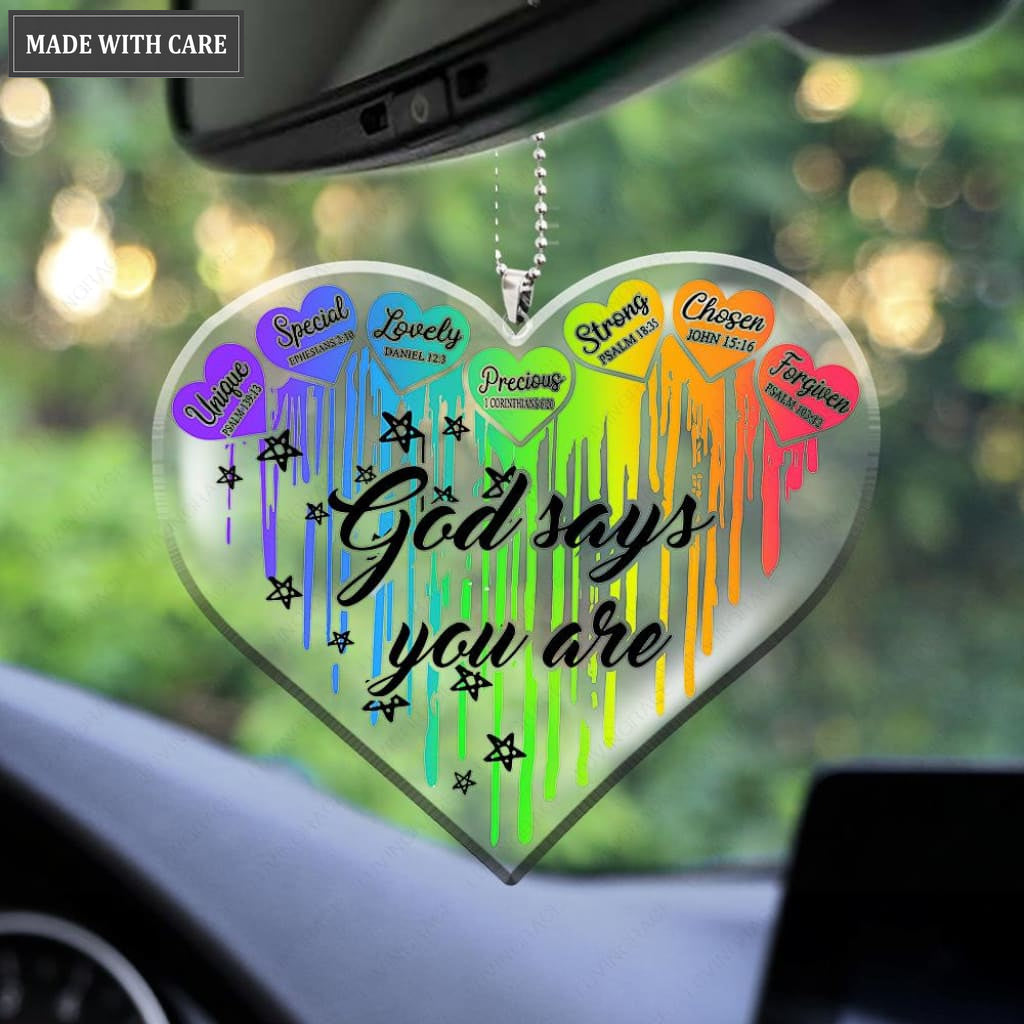 Rainbow Heart God Says You Are Ornament