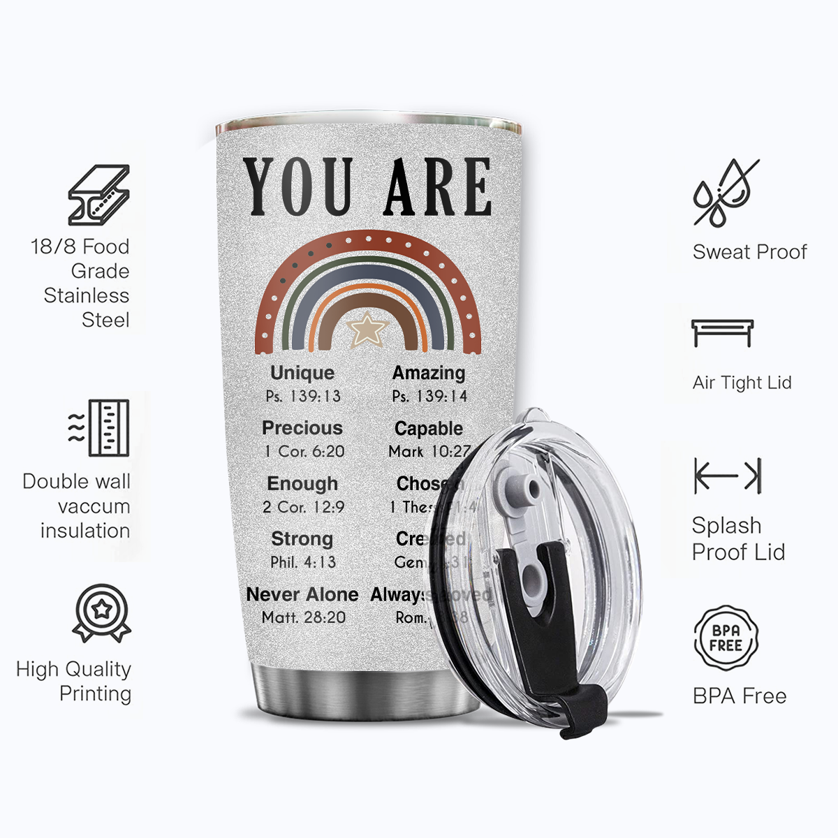 Grey Inspirational Rainbow You Are Tumbler Custom Gift For Men Women - Personalized Stainless Steel Tumbler