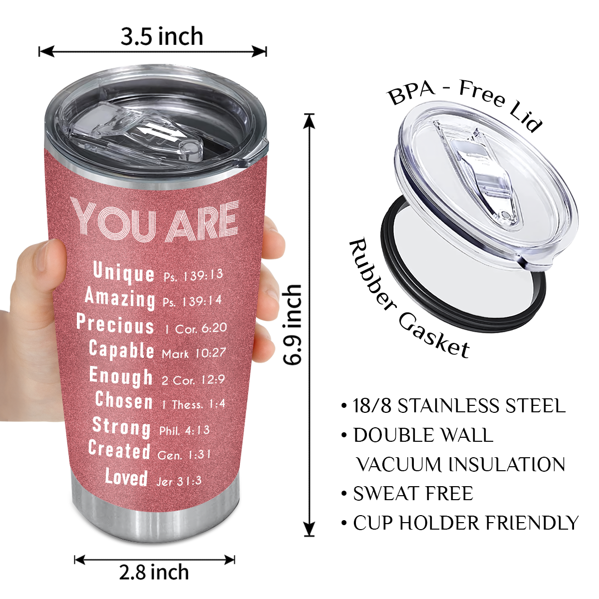 Pink Inspirational You Are Tumbler Custom Gift For Men Women - Personalized Stainless Steel Tumbler
