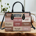 Pink Leather Texture Inspirational You Are Custom Leather Handbag - Personalized Custom Leather Bag